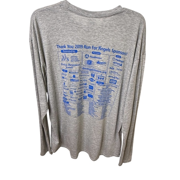 Run For Angels & Chicken Q 2/2/2019 Gray Long Sleeve Graphic Tee - Picture 2 of 12